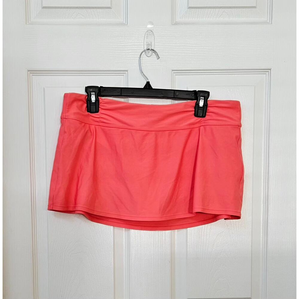 Athleta Coral Pink Swim Skirt Bottom Built In Briefs Size Large